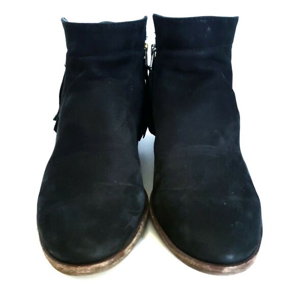 SAM EDELMAN Packer leather ankle boots zip side chunky heel booties black Sz 6.5 - Picture 5 of 8